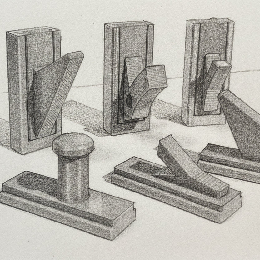 Wandhaken modular (8 Stück) mit 4 verschiedenen Hakenformen